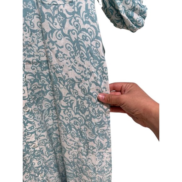 Anthropologie The Irene Linen Long Shirt Dress XXS Puff Sleeve Dainty Prairie - Picture 14 of 16